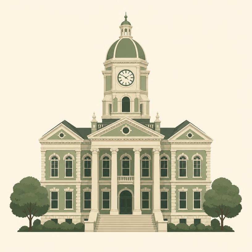 Illustration of the historic Denton courthouse